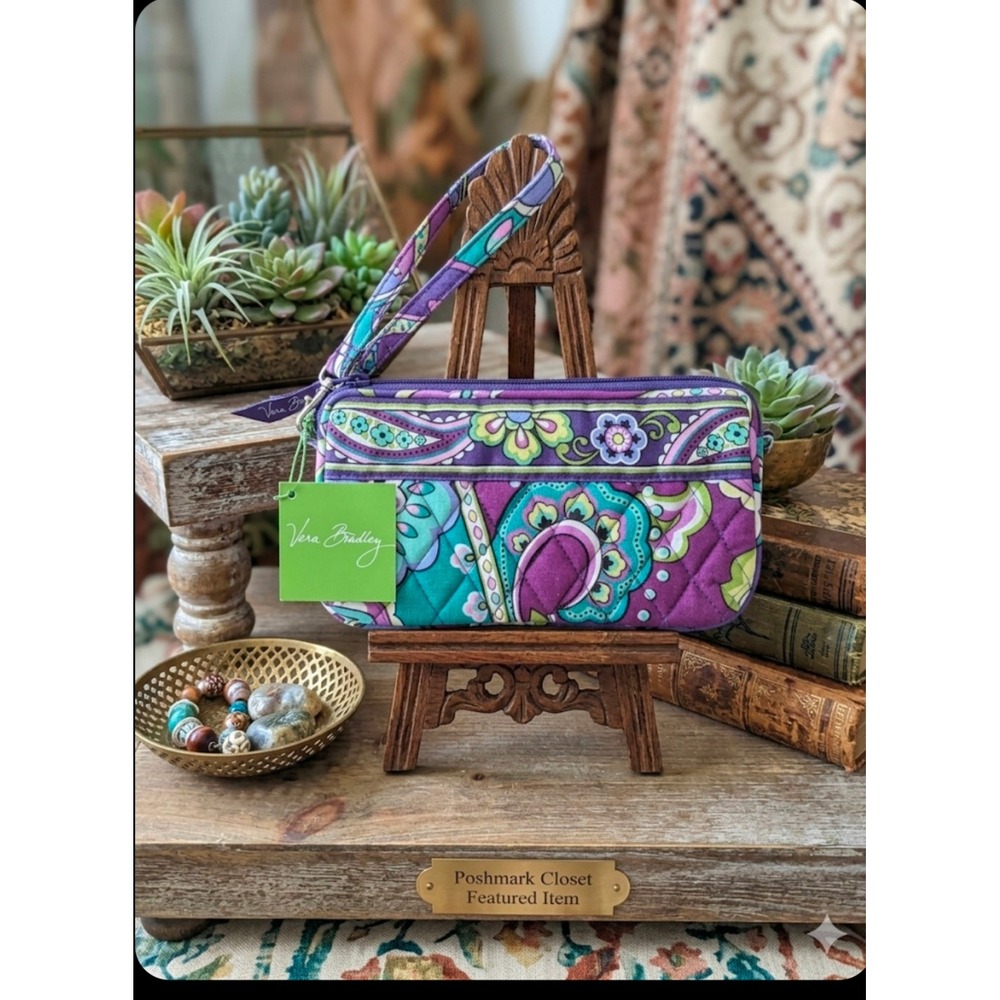 Vera Bradley All-In-One Wristlet in Plum Crazy Paisley NWT